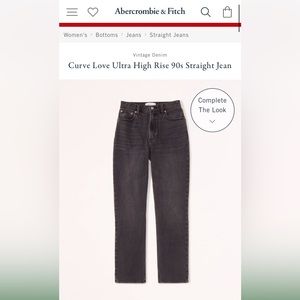 Abercrombie 90s straight high rise curve love black jean